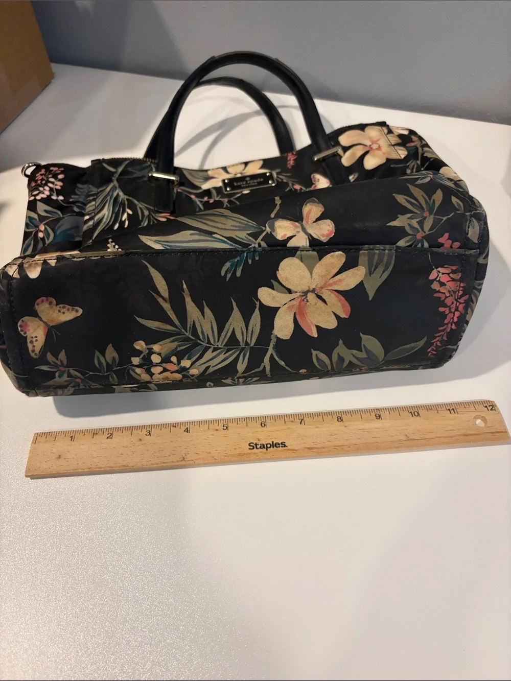kate spade Wilson botanical satchel black floral print
